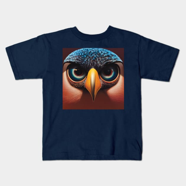 Hawk Head Closeup Kids T-Shirt by Geminiartstudio